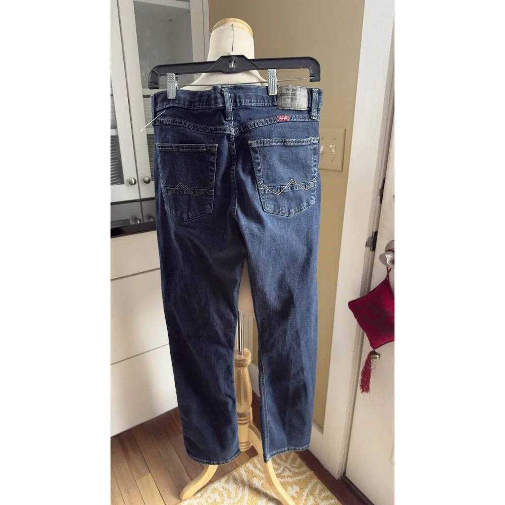 Wrangler Jeans Mens 32x30 Blue Slim‎ Straight Stretch Denim Medium Wash Casual